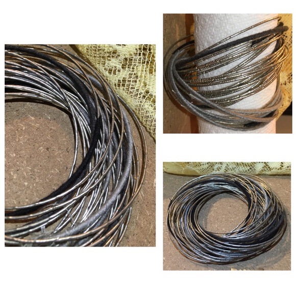 3-$15 Multi Interlocked Silver Plated Chunky Wire Bangle - Picture 6 of 6